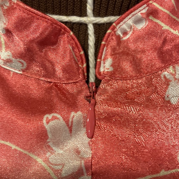 Lord and Taylor peach and white Japanese flower house coat size L - Picture 6 of 8